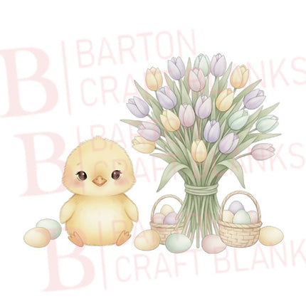Easter Chick With Tulips UVDTF