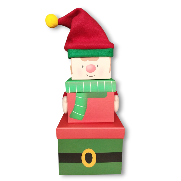 Stackable Boxes Elf Plush Elf Christmas Stacking Boxes โ Barton Craft Blanks Ltd