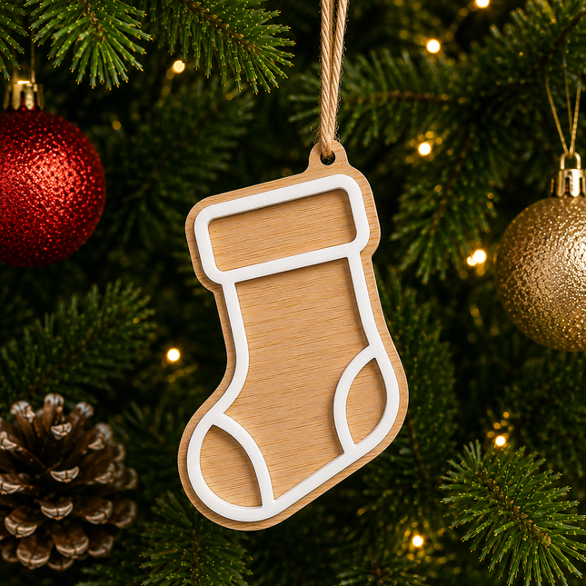 Bamboo & Acrylic Stocking Christmas Tree Decoration