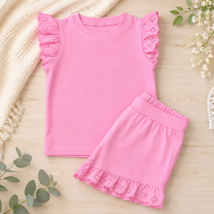 Anglaise Fuchsia Pink Short & Top Set