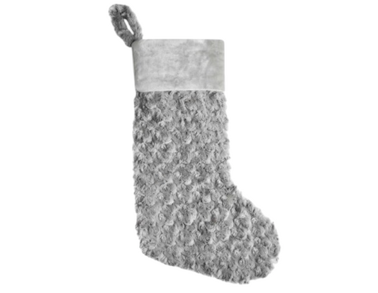 Grey Plush Christmas Stocking