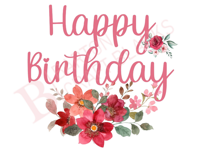 Happy Birthday Floral UV-DTF