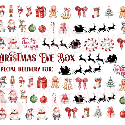 Christmas Eve Box Mini Decal Gang Sheet UVDTF