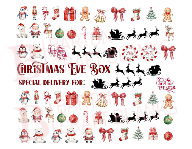 Christmas Eve Box Mini Decal Gang Sheet UVDTF