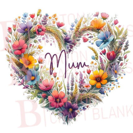 Mother's Day Colourful Floral Heart UVDTF