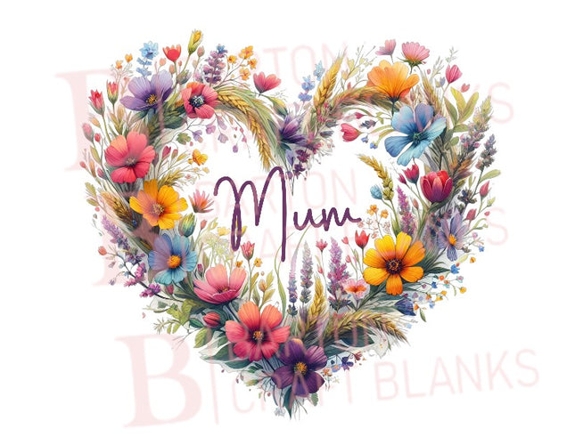 Mother's Day Colourful Floral Heart UVDTF