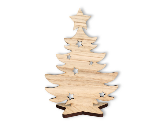 Oak Veneer Christmas Tree on stand