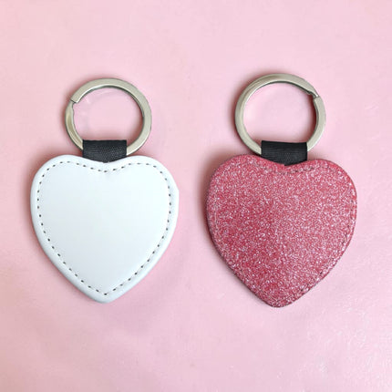 Sublimation PU Leather Heart Keyring