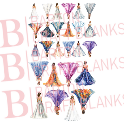 Prom Girl Dresses 50cm UVDTF Gang Sheet