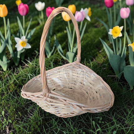 Oval White Washed Open Wicker Basket