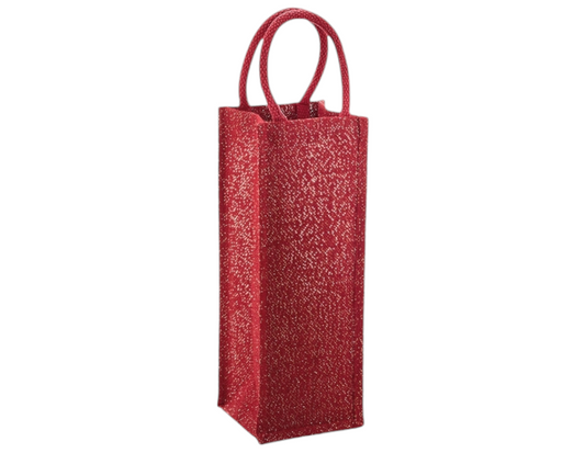 Red Shimmer Jute Bottle Bag