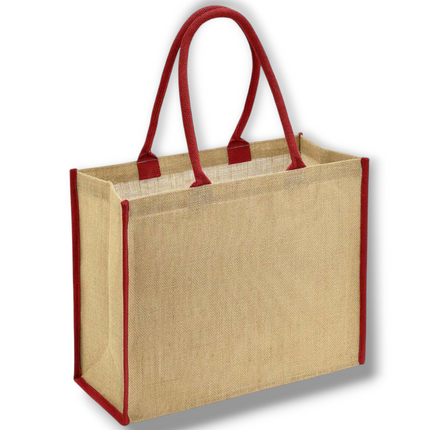 Red Tipped Jute Shopper Bag