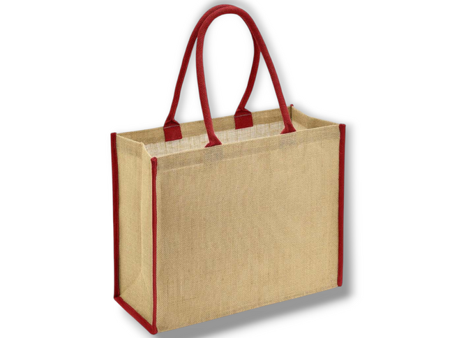 Red Tipped Jute Shopper Bag