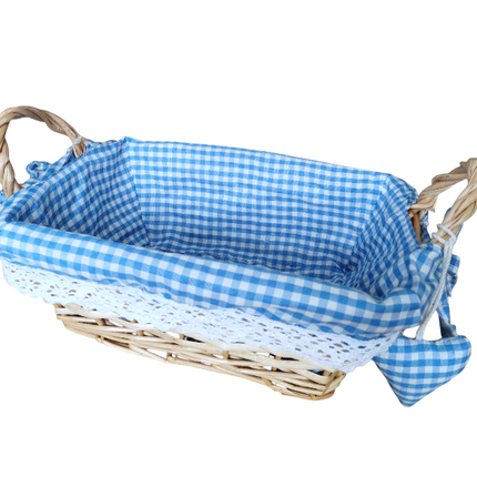 Pink / Blue Gingham Easter Wicker Basket
