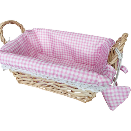 Pink / Blue Gingham Easter Wicker Basket