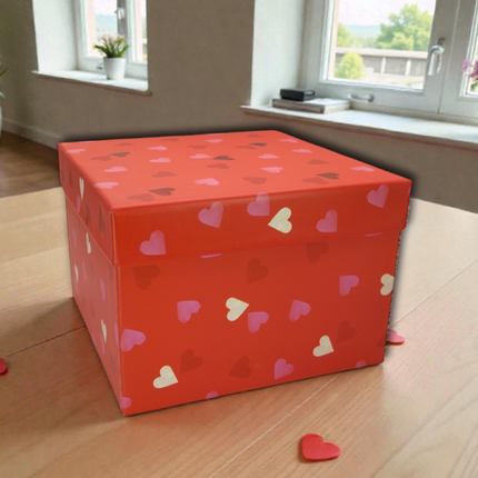 Valentines Day Red Heart Gift Box