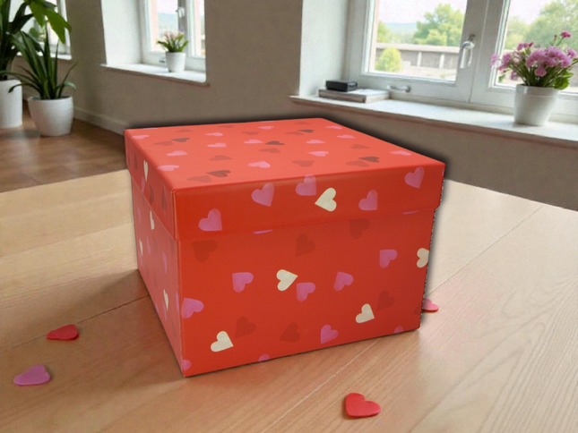 Valentines Day Red Heart Gift Box