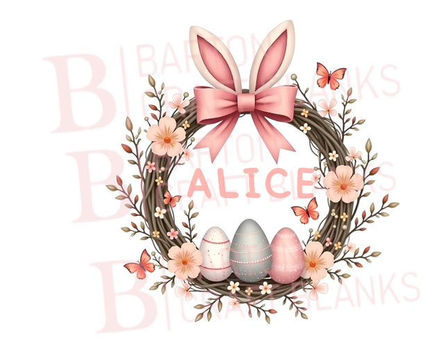 Easter Bunny Wreath Sublimation Print