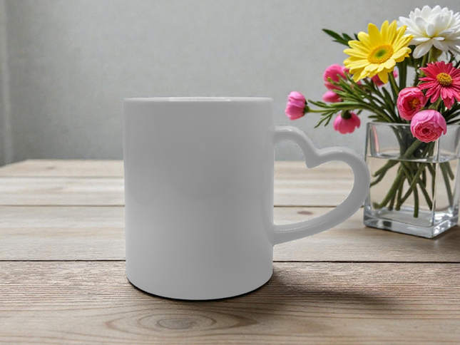 White Heart Handle Sublimation Mug