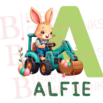 Easter Bunny Tractor Sublimation Print