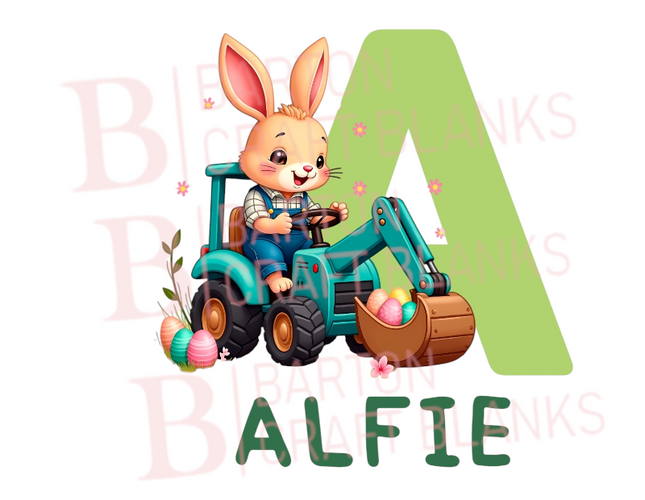 Easter Bunny Tractor Sublimation Print