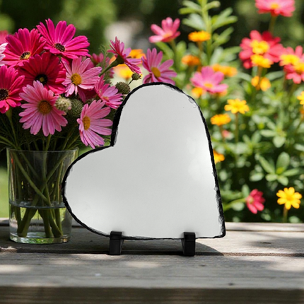 Sublimation Matt Heart Slate With Stands 18cm