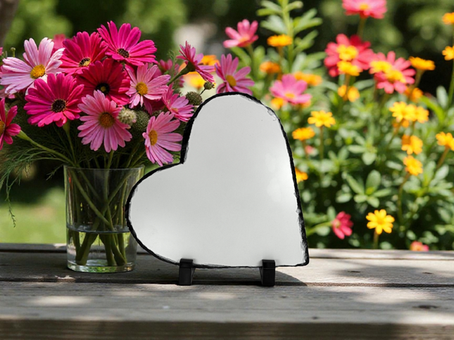 Sublimation Matt Heart Slate With Stands 18cm