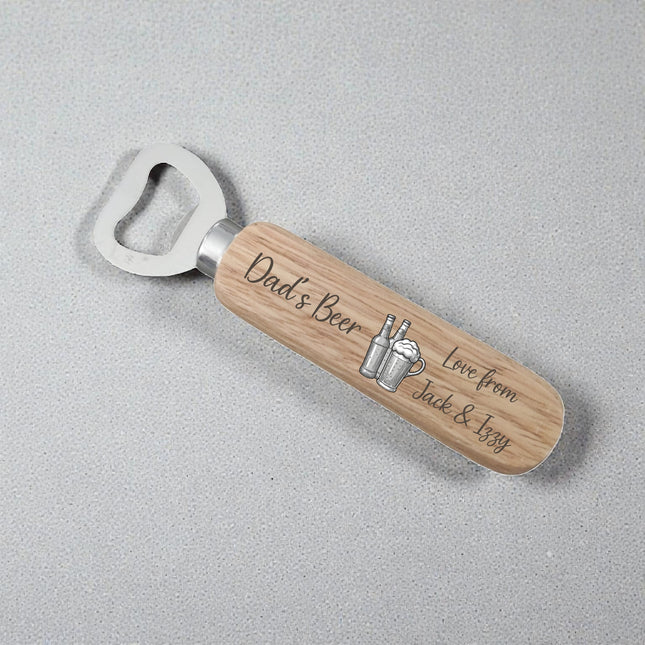 Engraved Father's Day Wooden Handle Bottle Opener