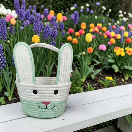 Easter Bunny Rabbit Woven Egg Basket