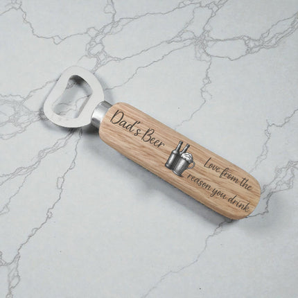 Engraved Father's Day Wooden Handle Bottle Opener