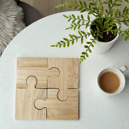 Wooden Jigsaw Puzzle Coasters set of 4