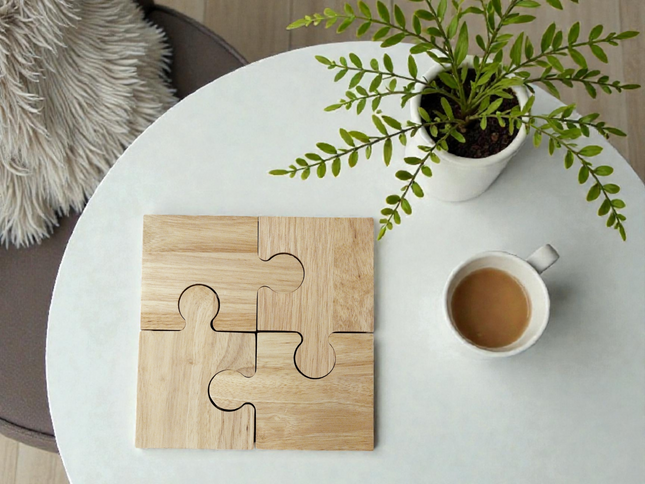 Wooden Jigsaw Puzzle Coasters set of 4