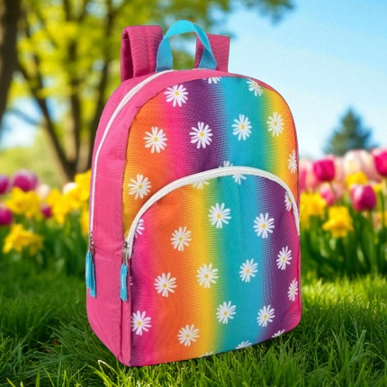 Childs Rainbow Daisy Patterned Backpack