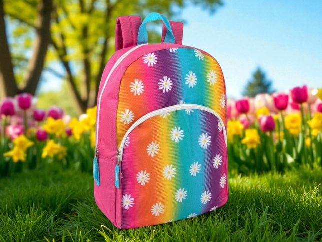 Childs Rainbow Daisy Patterned Backpack