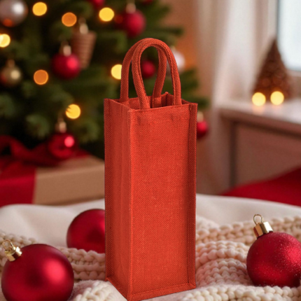 Red Jute Bottle Bag