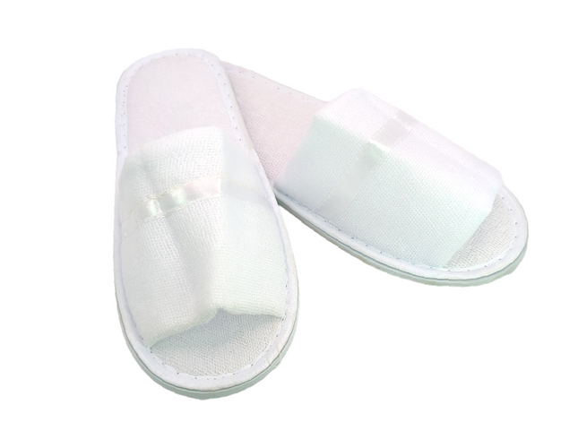 White Open Toe Spa Slippers – Barton Craft Blanks Ltd