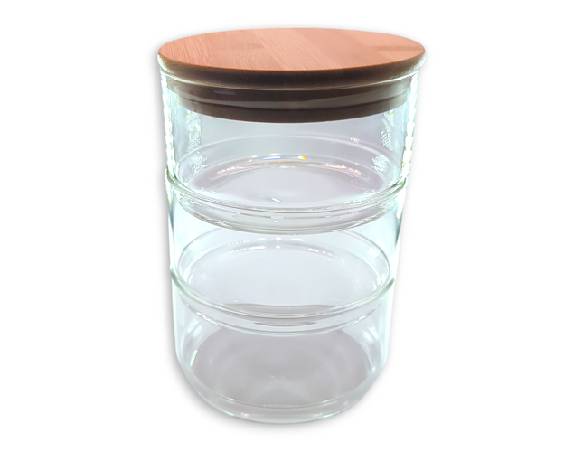 Stacked Glass Jars With Bamboo Lid