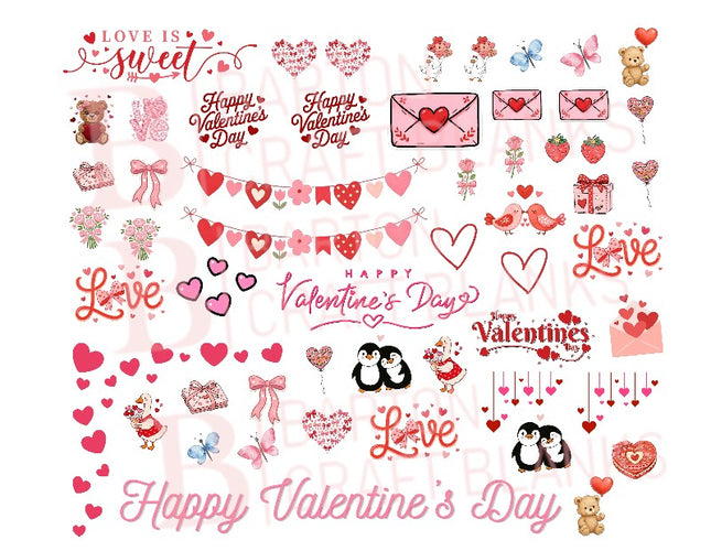 Valentine's Day Mini Decal Gang Sheet UVDTF