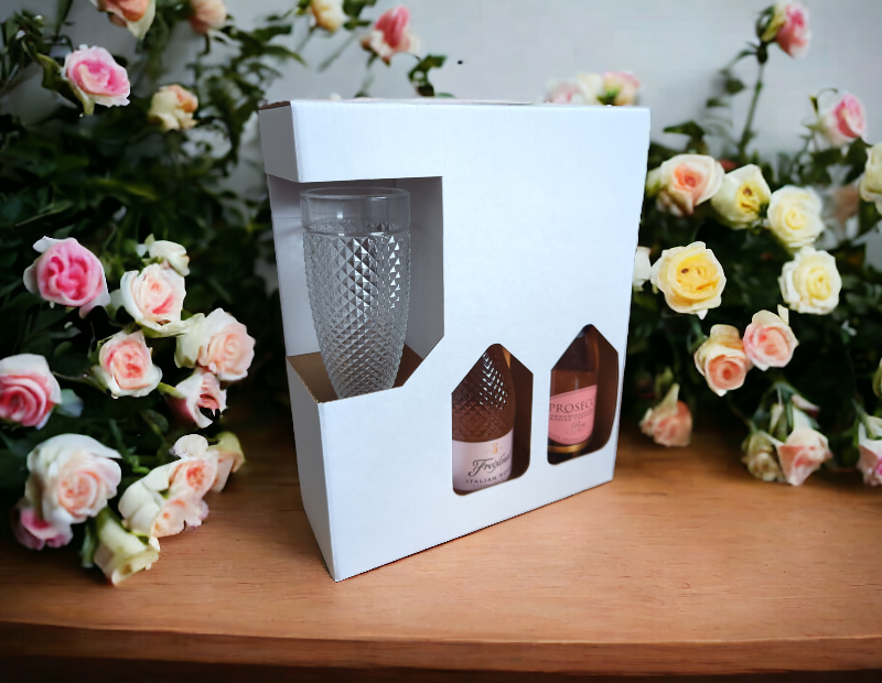 White Bottle and Glass Holder Gift Display Box