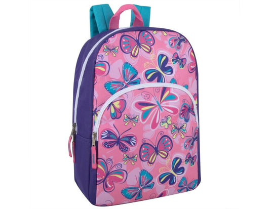 Childs Pink Butterfly Patterned Backpack